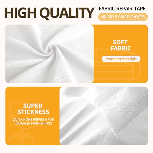 Fabric Repair Tape, 4"x80" Self-Adhesive Linen Repair Tape Patch Kit White - color: White, size: 4" x 80"