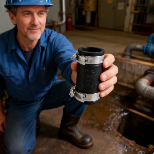 1 1/2" Flexible Pvc Pipe Coupling with Stainless Steel Clamp, Flexible Fitting for Connecting Cast Iron, Plastic and Copper Pipes, for Sewer and Drain Connections(Black) - size: 1 1/2"