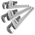 HURRICANE 3-Piece Aluminum Pipe Wrench Set (10", 14", 18"). Lightweight & Reliable Plumbing Wrench Kit for Home Maintenance and DIY Projects - size: 10/14/18 Inch