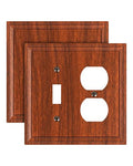 2-Pack Natural Bamboo Fiber Combo Toggle/Duplex Light Switch Cover Plate - color: Wood Grain, size: 1 Toggle/1 Duplex 2PK