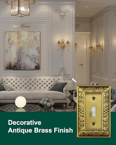 4-Pack Paisley Pattern Single Toggle Light Switch Cover Plate, Metal Plate - style: 1 Toggle 4PK