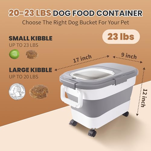 15-23Lbs Airtight Dog Food Storage Container,Collapsible Dog Food Container - color: Grey/23 LBS