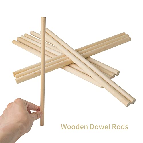 20 PCS Wooden Dowel Rods, 3/4 x 12 Inch