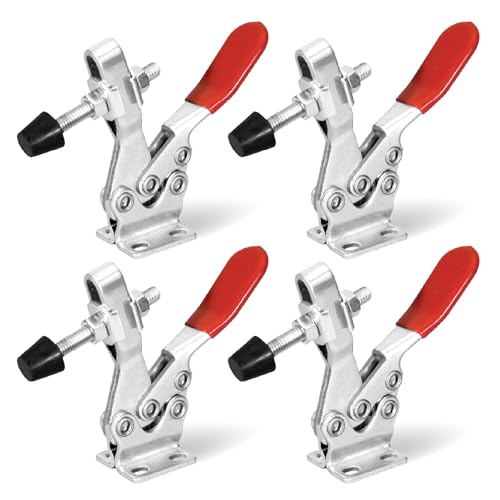 POWERTEC 4PK Toggle Clamp, 500 lbs Holding Capacity, 225D Quick Release Horizontal Clamps w/Antislip Rubber Pressure Tip for Woodworking Jigs and Fixtures,Welding, Drill Press, Crosscut Sled(20325-P2) - style: 225D, 4PK