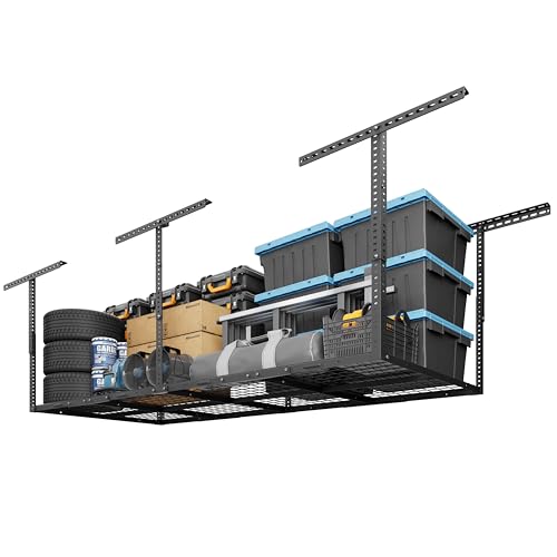 FLEXIMOUNTS 3x8 Overhead Garage Ceiling Storage Rack Adjustable, Hammertone - color: Hammertone, size: 3x8 ft