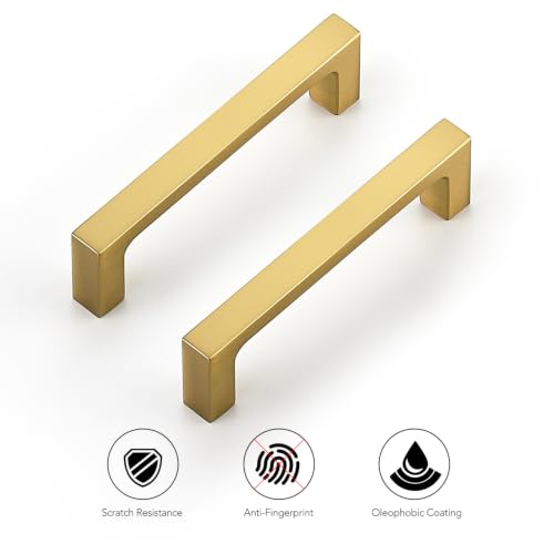 Ravinte Brushed Gold Kitchen Cabinet Solid Handles,3-1/2 Inch,5 Pack - color: Brushed Gold, size: 3-1/2 Inches Hole Center
