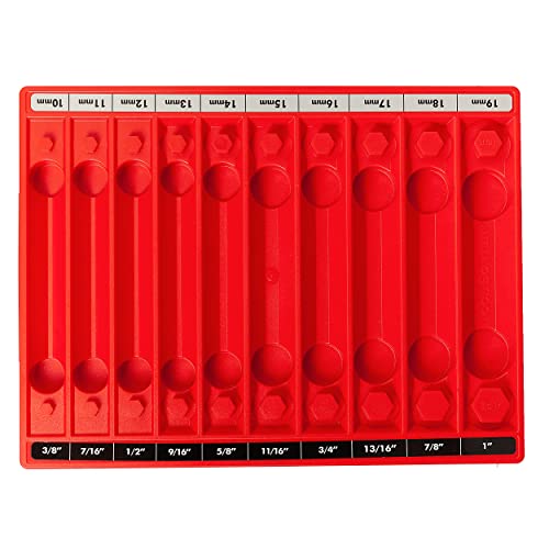 TOOL SORTER SOCKET ORGANIZER (RED) | Reduce Frustration, Save time| Easy-to-Read Labels | Metric & SAE | Professional Quality Tool Organizer | Made in USA