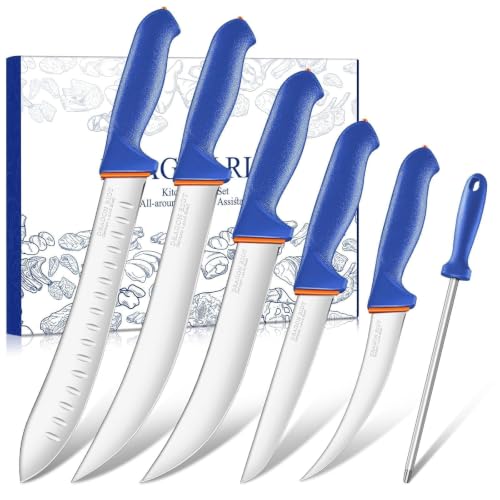 DRAGON RIOT 6-Piece Boning Butcher Knife Set 10inch, Stainless Steel - color: 6-Pcs