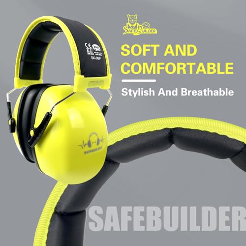 SAFEBUILDER Ear Protection Ear muffs Noise Reduction NRR 28dB Adjustable Hearing Protection for Working Mowing SK-06P - color: Yellow