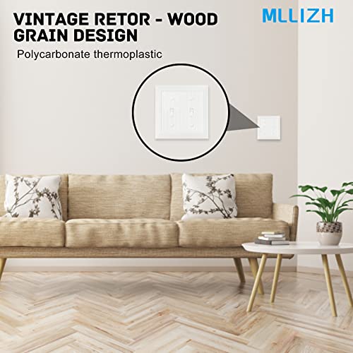 Modern Decorative Wall Plate Retro Wood Grain design Switch Cover Outlet Cover for Light Switch, Smart Switch, Dimmer, GFCI, USB Outlet (Double Toggle 4-Pack) - size: Double Toggle 4-Pack