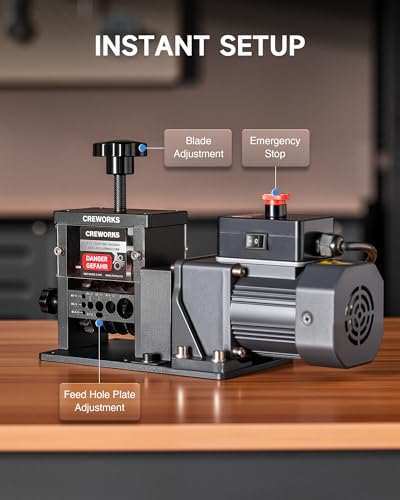 CREWORKS Automatic Wire Stripper Machine, 8 Channel Electric Wire Stripping Machine for 0.06 to 0.67 in. Copper Wires, Electric Cable Stripper Machine with 5 Blades and All-Copper Motor for Recycling