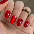 CurvLife Short Oval Cat Eye Press On Nails, Ruby Luxe Red, Soft Gel - color: C6 - Ruby Luxe