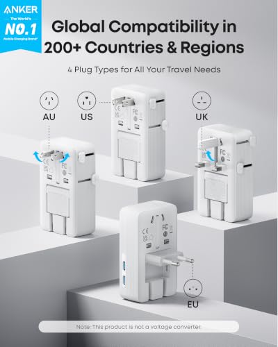 Anker Nano Travel Adapter, 2 USB C Universal Charger, 20W, 1× 2-Pin AC - color: White