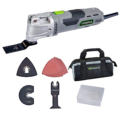 Genesis Oscillating Tool 3.5 Amp Oscillating Multi Tool with 3.7° Oscillation Angle, 6 Variable-Speeds with 16-Piece Accessory Set, Storage Box, Carrying Bag, and 2 Year Warranty (GMT35T) - size: 3.5 Amp Tool-less Blade Change