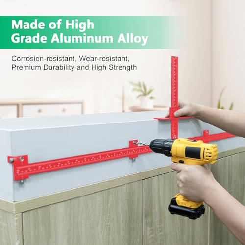 44" & 16" Max Cabinet Hardware Jig Kit, Aluminum Alloy Cabinet Handle Jig - color: Red