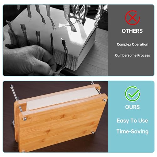 NiHome 35 PCS Book Binding Kit, Bamboo Book Press, Portable Handle for DIY | Bookbinding Tools & Supplies With Waxed Thread, Bone Folder, Awl, Cloth For Beginners Notebook Repair & Crafts