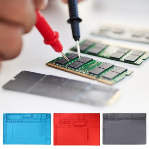 HARFINGTON Soldering Mat 21.7"x15" Silicone Magnetic Soldering Repair Mat Heat Resistant Electronics Work Mat for BGA Soldering Gun Iron Workbench CellPhone Computer Electronics Repair, Red