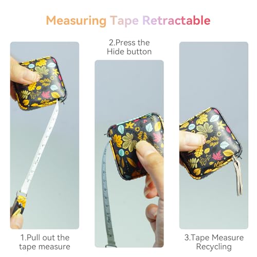 Mini Retractable Soft Tape Measure for Sewing, Fabric, Body Measurements - color: leaf