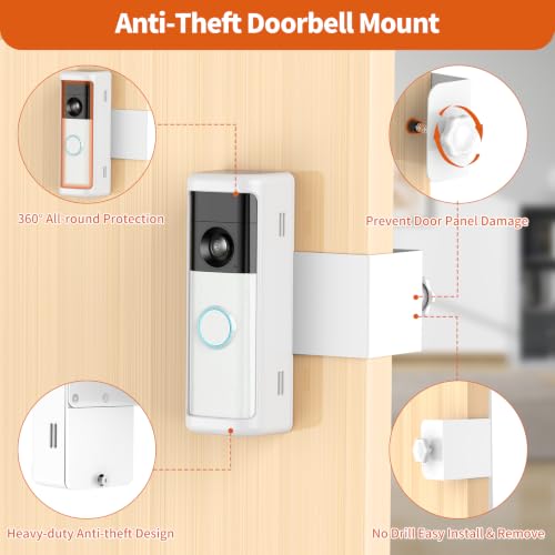 No-Drill Doorbell Mount with Rain Cover, Anti-Theft Door Bracket - style: 2026 battery doorbell 2nd White