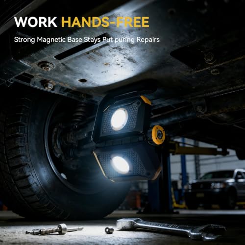 HOKOILN 2500LM Work Light，Rechargeable Magnetic Work Lights, Side Spotlight