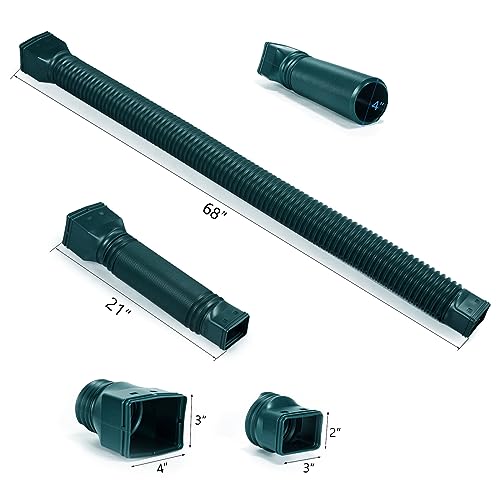 plusgutter Green-2pack Rain Gutter Downspout Extensions Flexible, Drain Downspout Extender,Down Spout Drain Extender, Gutter Connector Rainwater Drainage,Extendable from 21 to 68 Inches - color: Green