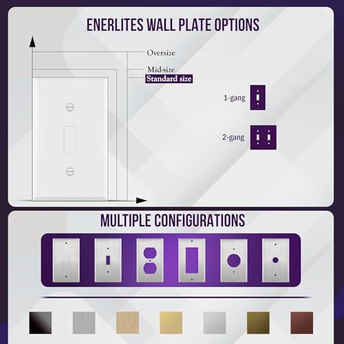 ENERLITES Double Toggle Light Switch Metal Cover Plate, 2-Gang White Matte - color: White Matte, size: Standard Size