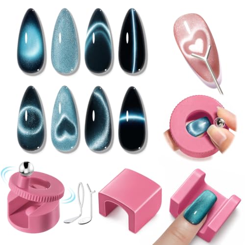 Modelones Cat Eye Magnet 5D Automatic Nail Magnet for Cateye Gel Polish - color: A Pink Rotating Cat Eye Magnet