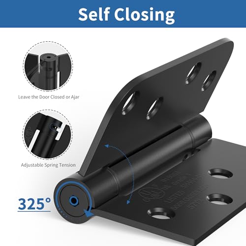 4 Inch Self Closing Door Hinges, Spring Hinges Self Closing Matte Black - color: Matte Black, Square & 5/8" Radius, size: 4" 6 Pack
