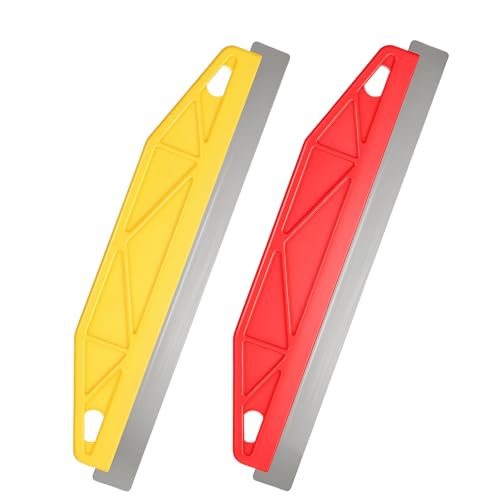 2PCS Paint Trim Guard 12 Inch Painters Straight Edge Stainless Steel Paint-Shield Paint Edger Tool for Walls Trim Painting Tool Straight Edge Tools for Precise Trimming (Yellow, Red)