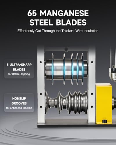 CREWORKS 180W Electric Wire Stripper Machine for 0.06"-1.18" Wires,5 Blades