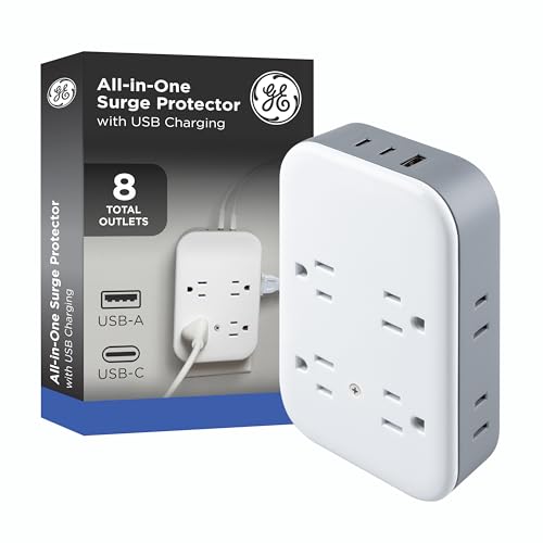 GE All-in-One Surge Protector Wall Tap, 8 Outlets