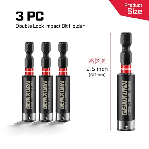 Geinxurn 3PACK Torsion Impact Bit Holder, Alloy Steel Hex Shank Quick-Change Extension Socket Drill Locking Bit Holder - style: 2.5INCHES -Bit Holder-3PCS