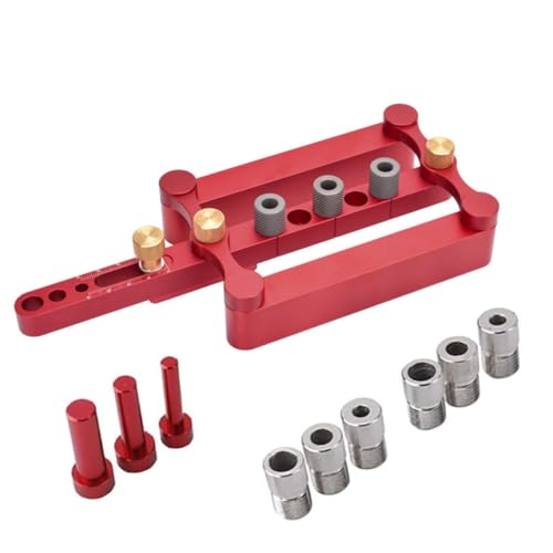 Self Centering Dowel Jig with 6/8/10mm Positioner Locator - color: Red(metric)