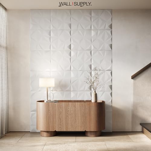 Wall!Supply 3D Geo Lite Wall Panels, 12-Pack, White - color: White, style: Geo Lite