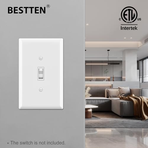 BESTTEN 10 Pack Oversized Toggle Light Switch Wall Plate - size: Toggle Oversize