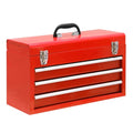 3 Drawer 20“ Metal Tool Box Portable Steel Tool Chest with Metal Latch Closure for Garage, Home and Workbench, Red - size: 20Inch-RED