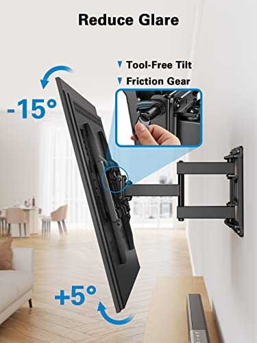 Pipishell Full Motion TV Wall Mount for 40–82 inch TVs, Swivel TV Wall Mount with Smooth Dual Arms, Wall Bracket Fits Most 55+ 65+ 75+ TVs, Max VESA 600x400mm, Fits 12″/16″ Wood Studs, up to 110 lbs - style: Fits 40-82" TVs / Max 16" Wood Stud