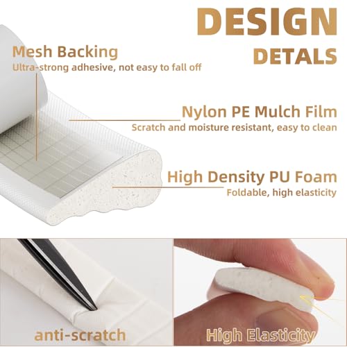 Kneelisa 118” Wedge-Shape Foam Window Weather Stripping Door Seal - color: White, size: 118"
