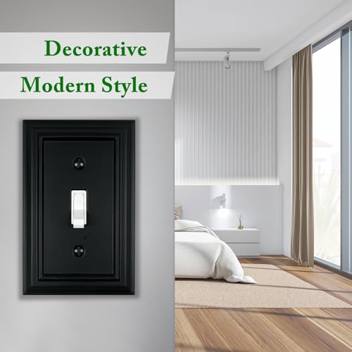 Matte Black Decorative Outlet Covers Wall Plates, Bamboo Fiber Light Switch Covers, Natural Material Electric Receptacle Switch Plate Outlet Cover of various styles (1 Gang Toggle 4 Pack) - size: 1 Gang Toggle 4 Pack