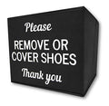 Shoe Cover Box | Disposable Shoe Bootie Holder For Realtor Listings and Open Houses | Please Cover or Remove Shoes Bin | Shoe Bootie Box (Black) - style: Set of 1