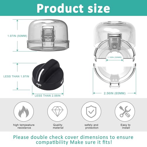Stove Knob Covers for Child Safety 5 Packs Babepai Upgraded Double-Key Design Universal Size Baby Safety Gas Oven Knob Covers Stove Guard Kid Proofing - color: Clear