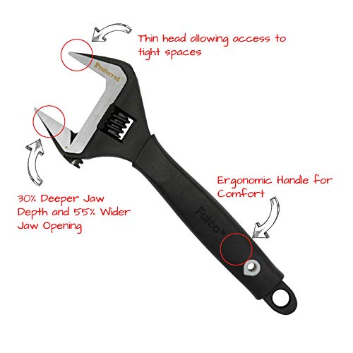 Plumbing Adjustable Wrench, Black Phosphate Finish, 4 Available Size Options 6-inch, 8-inch, 10-inch, 12-inch - T08001 - size: 6-Inch