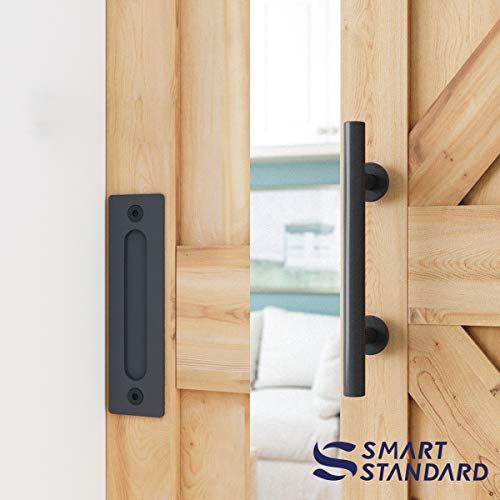 SMARTSTANDARD 8 FT Heavy Duty Sturdy Sliding Barn Door Hardware Kit, Black - size: 8 Feet