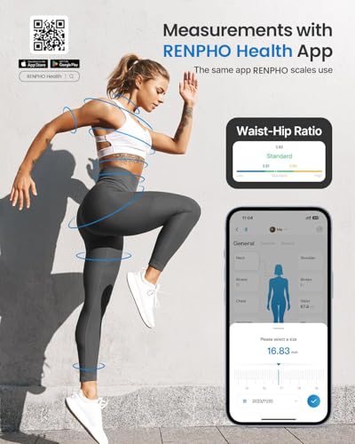 RENPHO Smart Body Measuring Tape, Bluetooth App, 60in, for Weight Loss