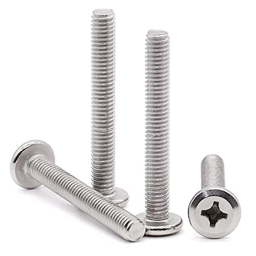 Glvaner (50 pcs) M4-0.7 x 40mm Binding Screws, Flat Round Head Phillips Drive Machine Screw 304 Stainless Steel 18-8 Full Thread, Furniture Screw Connection Bolt Screw - size: M4-0.7 x 40mm