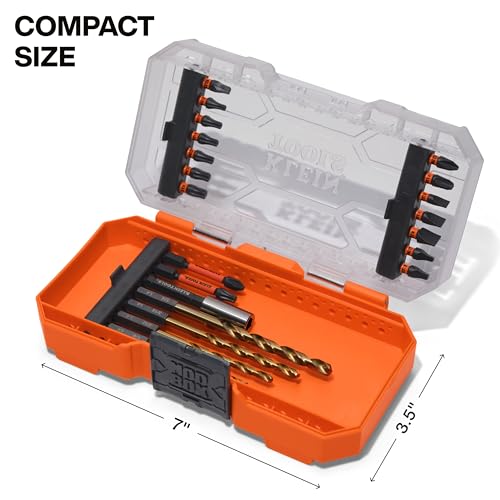Klein Tools 33811B Drill and Driver Bit Set, 21-Piece, Impact Driver Set, Titanium Coated Drill Bits, Precision Machined, MODbox Compatible Storage Case, Tool Kit - size: 21-Piece Combo Set