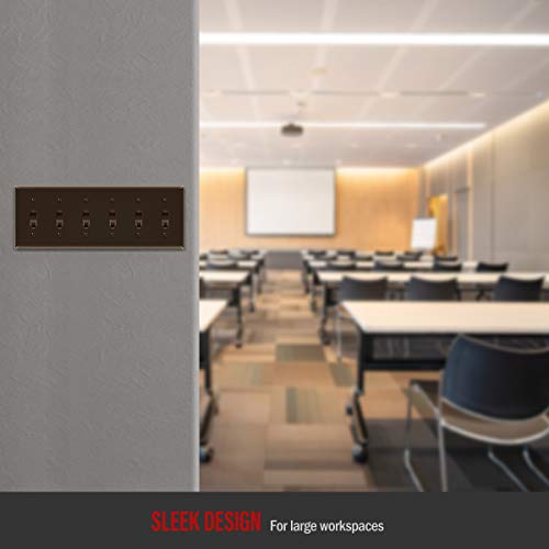 ENERLITES Six Gang Light Switch Wall Plate, Toggle Switch Plate, Gloss Finish, 6-Gang Mid-Size 4.88" x 12.22", Unbreakable Polycarbonate Thermoplastic, 8816M-BR, Brown - color: Brown, size: Mid-Size