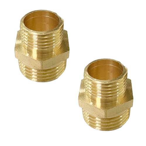 1/2" x 3/8" Male Threaded Hex Nipple Reducer Brass NPT Pipe Fitting Adapter Straight Connectors Pack of 2 - size: 1/2" x 3/8" -2 Pack