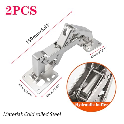 Qrity 2X Soft Close Hinges with Screws 175° Hydraulic Cabinet Doors Hinge - size: 2 Pcs Hinges-Slow Close