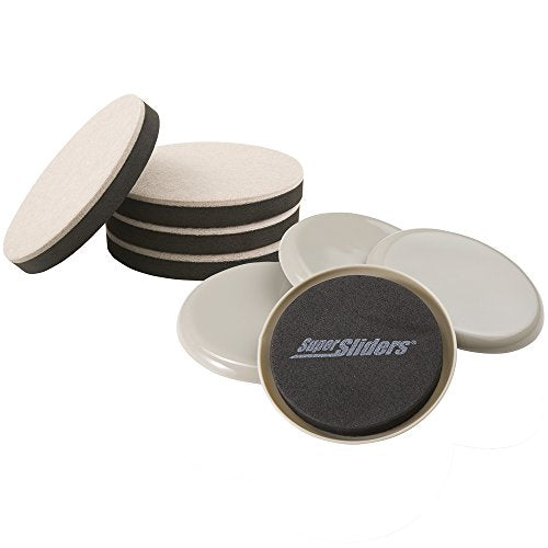 Super Sliders 7" Round Reusable Furniture Sliders- Large Multi Surface Pack to Easily Move Items Across Hardwood or Carpet 8 Pack Beige